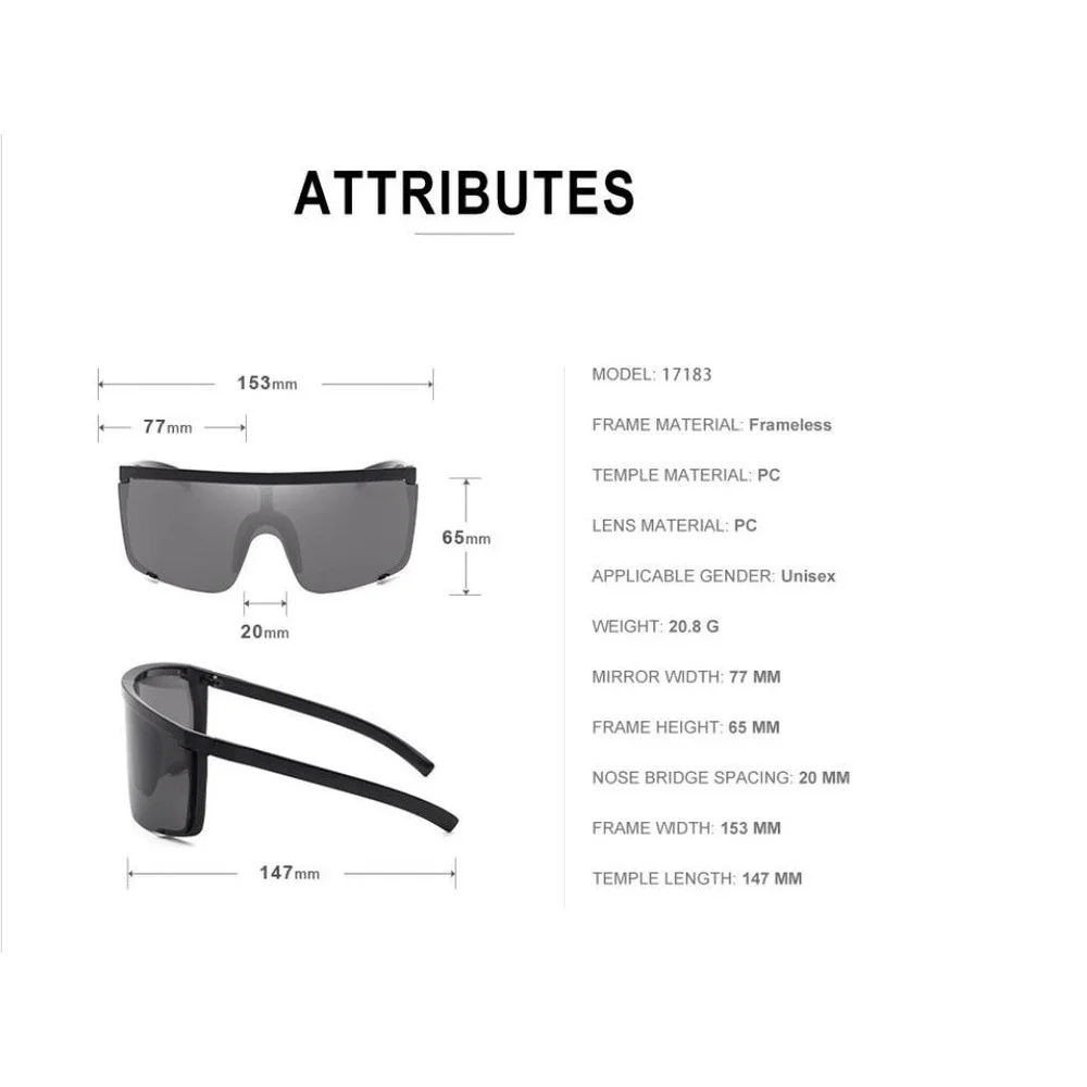 Black Red Shield Visor Sunglasses Oversized Flat Top Futuristic Women Shades New